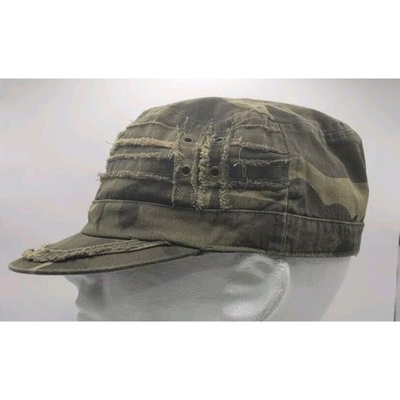 David & Young Army Green Camoflauge Hat OSFM Distressed Cotton Lined Camo - Picture 5 of 8